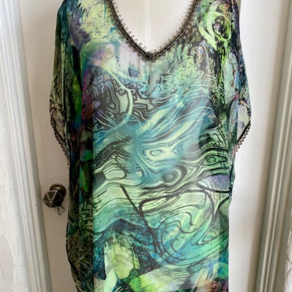 Custom Made Sheer Chiffon Multi Colored Kaftan/Co… - image 4